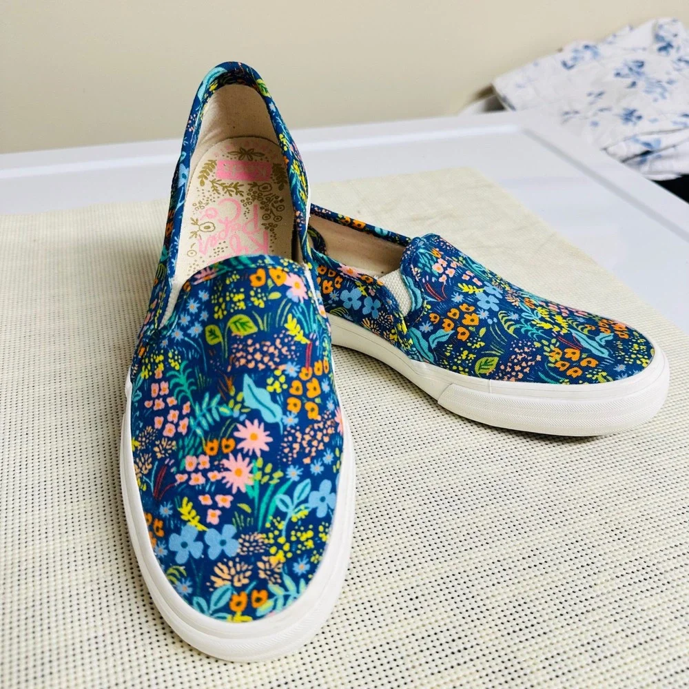 Keds x Rifle Paper Co. Double Decker Slip On Sneakers size 7 Floral Print
